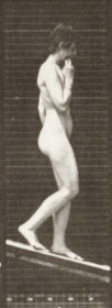 Plate 116 Descending an incline with one hand on chin — figure reference